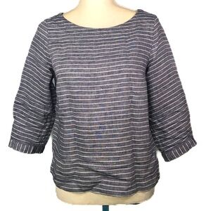 TAHARI (XS) 100% Linen Boatneck Top